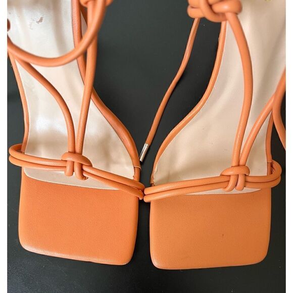 PRETTYLITTLETHING Square Knot Detail Toe Thong Lace Up High Heeled Sandals - Picture 6 of 15